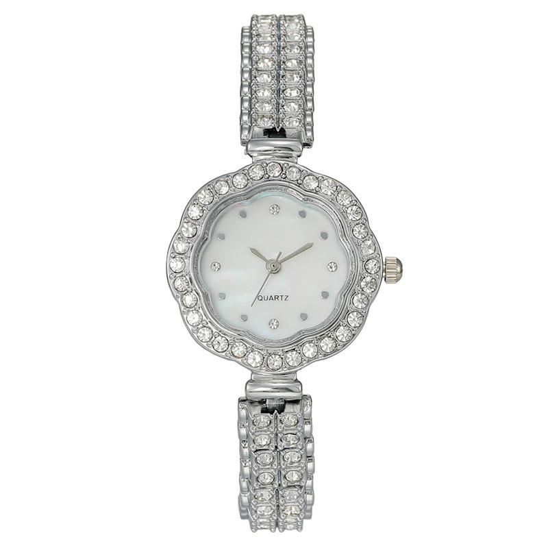Womens Jewelry Style Metal Watch With Quartz Core And Flower Dial Design