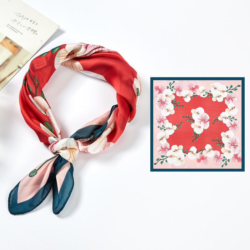 Маленький квадратный шарф, женский весенний новый шелковый атласный шелковый шарф с принтом, шаль на шею, подарок, мода