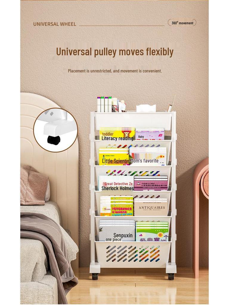 Настенная книжная полка и органайзер для стола с передвижным столиком и тележкой