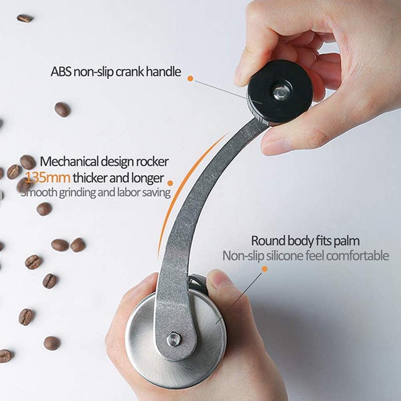 Профессиональная регулируемая ручная кофемолка из нержавеющей стали 304, портативная кофемолка
