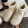Flat with Winter Snow Boots Ankle Round Toe Ladies Shoes Fashion Turned-over Edge Concise Low Heel Women's Boots Botas
