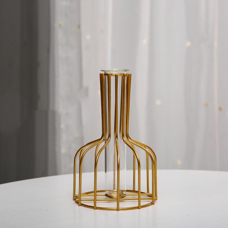 Простая полая железная ваза, прозрачный искусственный цветок, имитация маленькой винной бутылки, креативный цветок, контейнер для сухоцветов