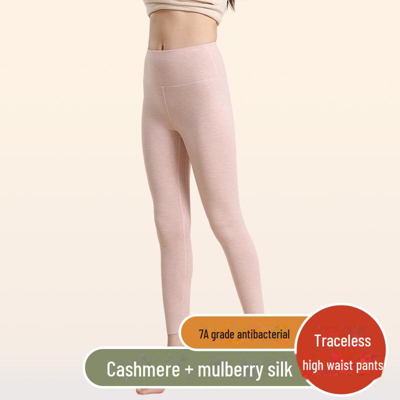 Женские антибактериальные леггинсы 7A из шелка и кашемира с высокой талией — теплый, утолщенный немецкий кашемир для осени.