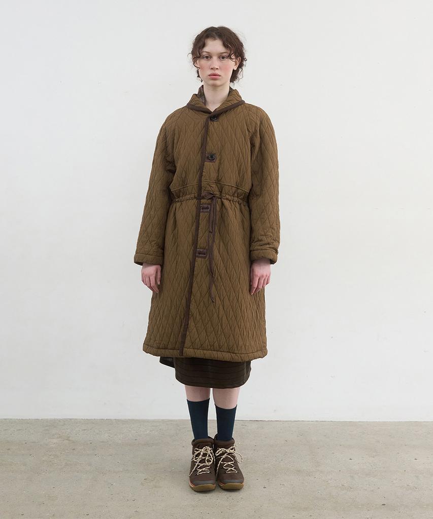 NOCONTENT 428.Quilted Long Coat_Brown