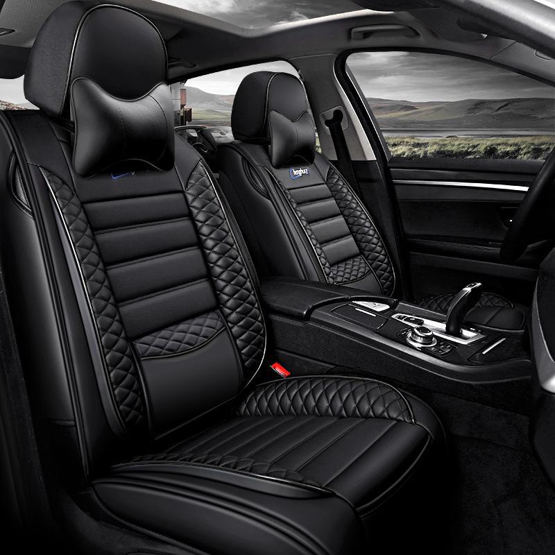 Всесезонная универсальная подушка на сиденье автомобиля с кожаным чехлом Ice Silk с полным обхватом и специальным зимним дизайном.