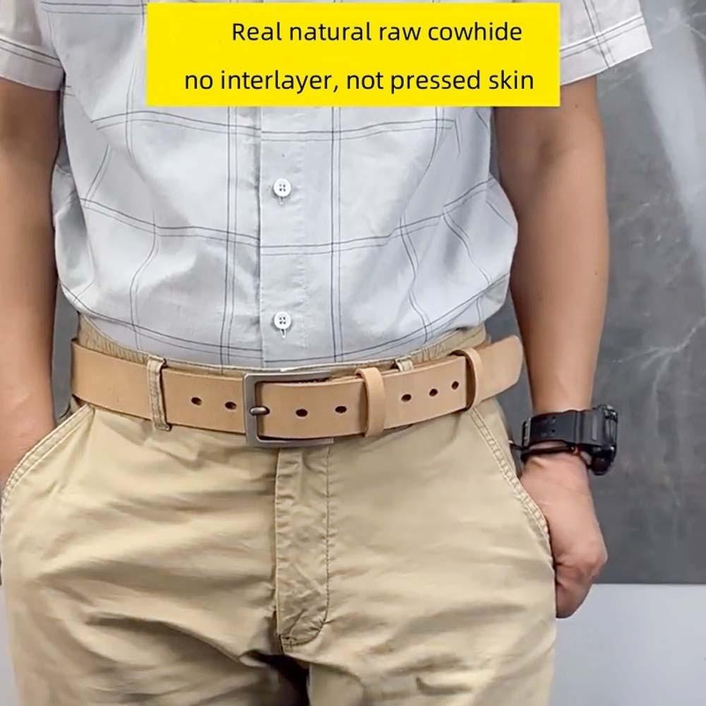 Long Genuine Leather Belt Zinc Zinc Alloy Jeans Waistband Adjustable Men Wide Belt Ornament