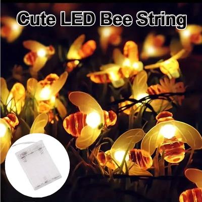 Светодиодная гирлянда в виде пчел с 8 режимами работы на солнечной батарее, милая сказочная лампа в виде медоносных пчел для освещения и декора сада на открытом воздухе, Рождество, свадебная вечеринка
