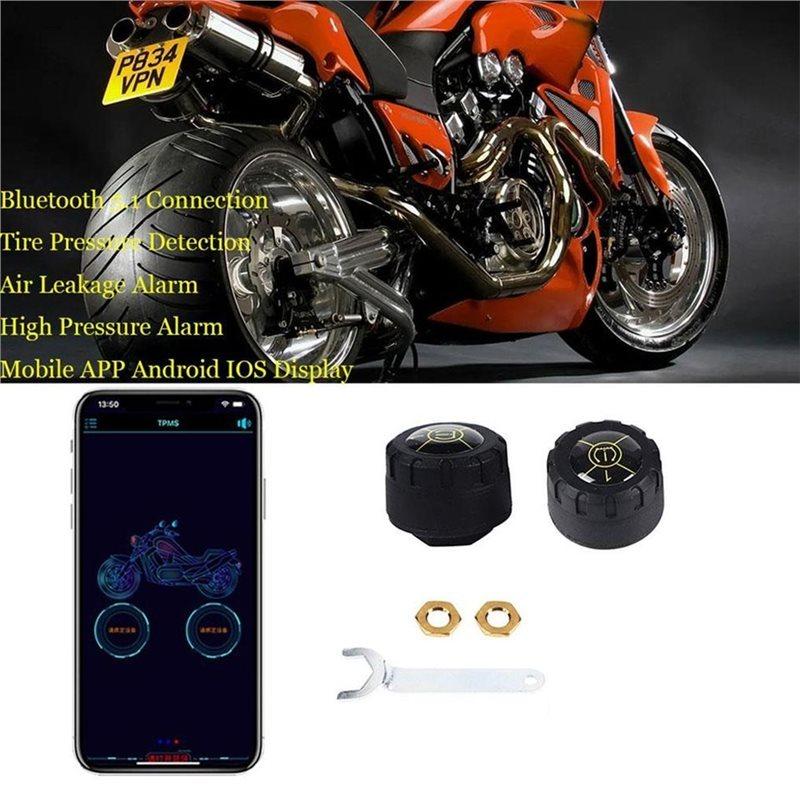For Android/For IOS Compatible 4 External Motorcycle TPMS Bluetooth 5.1 Tire Pressure Monitoring Sensors