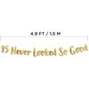 35 Never Looked So Good Gold Glitter Banner - 35th Anniversary and Birthday Party Decorations