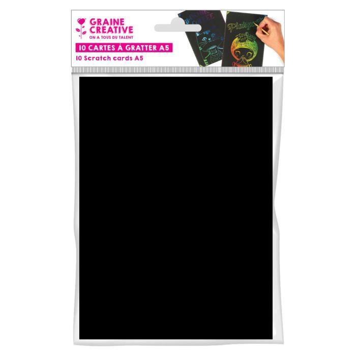 Lot de 10 cartes à gratter A5 - Noir - Idéal pour créer des cartes de voeux et des petits tableaux