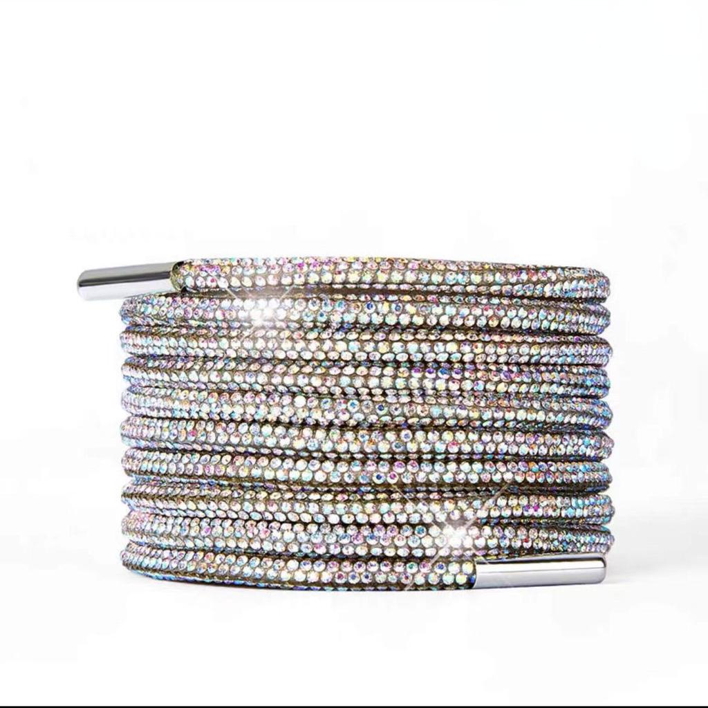 1PCS Rhinestone Shoe Laces Crystal Glitter Rope Bling Shiny Round Shoelaces For Sneakers100/120/140/160CM
