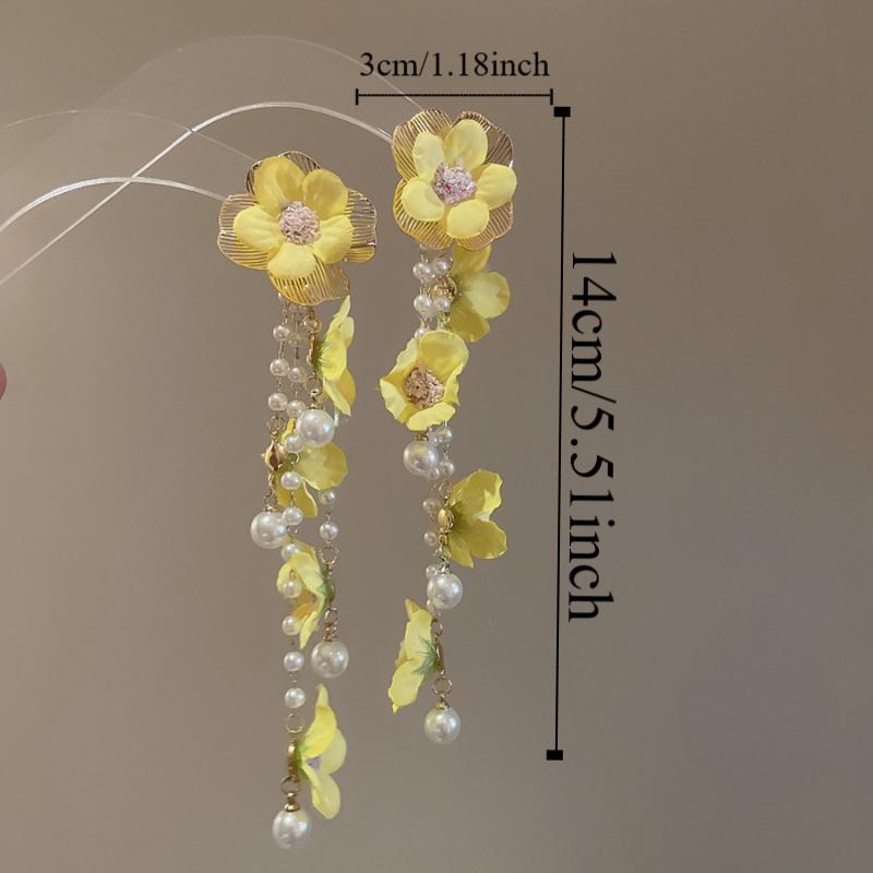 Exaggerated Petals Tassel Earring Sweet Women's Jewelry New Flower Dangle Earrings  Vacation