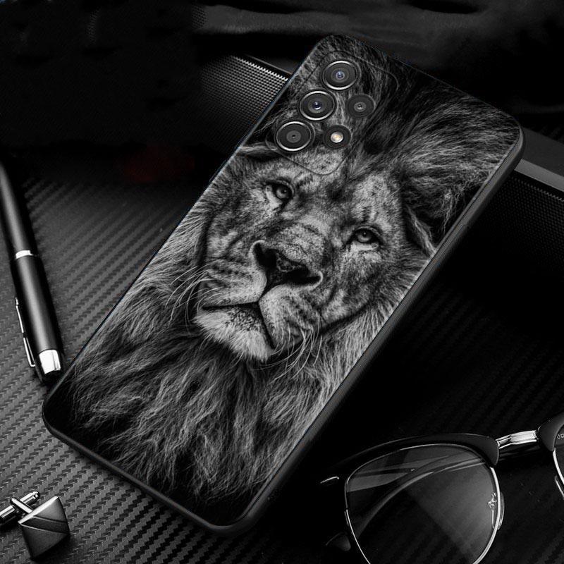 Чехол со львом для Samsung Galaxy A51 A71 A41 A31 A11 A01 A72 A52 A42 A32 A22 A21s A02s A12 A02, черный силиконовый чехол для телефона