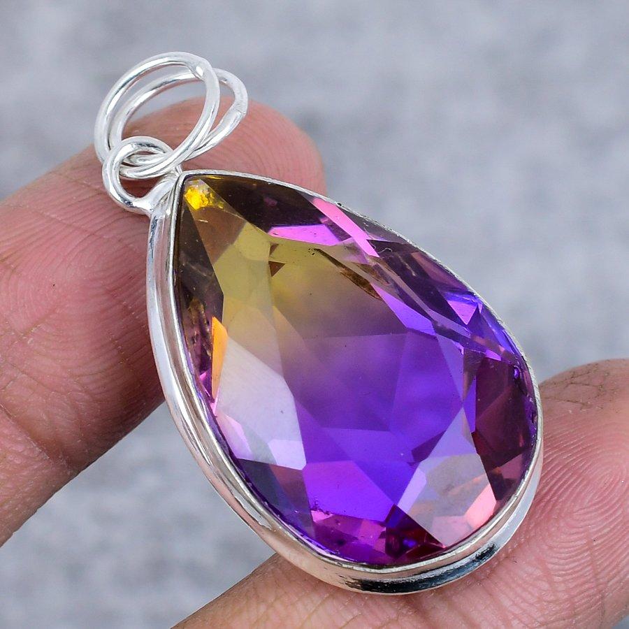 Ametrine Gemstone 925 Sterling Silver Jewelry Pendant 1.89"