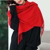 Autumn Winter Solid Color Women's Long Scarves Retro Elegant Casual Versatile Scarf Shawls Couple Cold-proof Windproof Warm Tassel Scarves