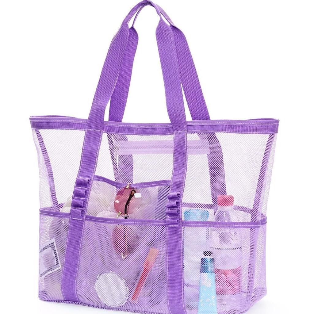 Beach Bag Large Capacity Toy Mesh Swim Bag Multi-Functional Travel Portable Shoulder Beach Bag Swimsuit Storage Bag
