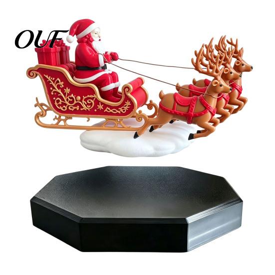 Magnetic Levitating Santa Sleigh Floating Sleigh, Levitation Santa's Flying Ornament, Christmas Creative Holiday Decorations for Friends Display Home,