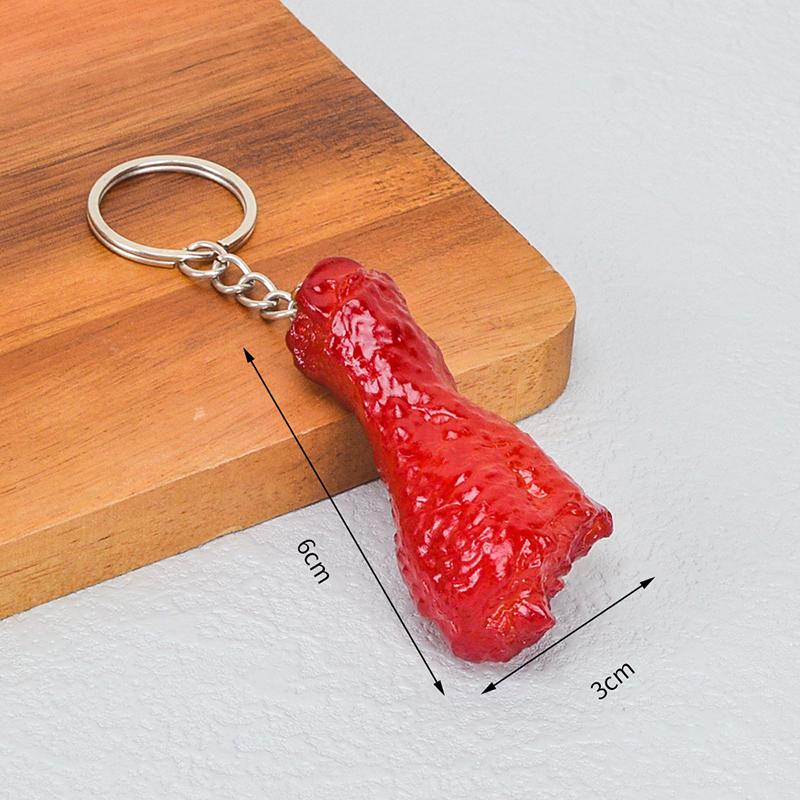 Funny Pvc Pork Belly Chicken Wings Roast Chicken Bag Pendant Hanging Jewelry Key Ring Creative Simulation Food Charms