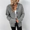Autumn and Winter Women's Knitted Jacket Drawstring Solid Color Hooded Single-breasted Knitted Cardigan Jacket Sweater