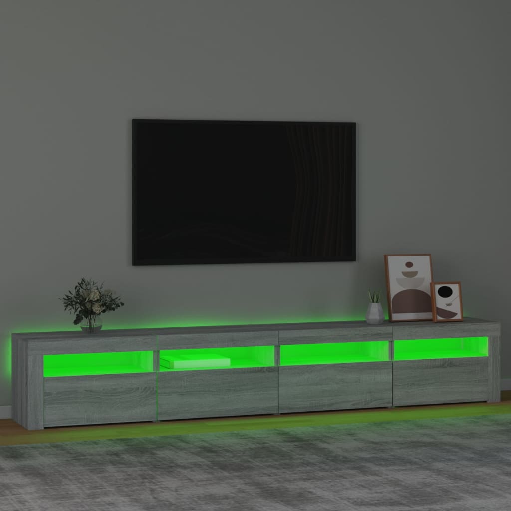 Vidaxl Szafka Pod Tv Z Oświetleniem Led, Szary Dąb Sonoma,240X35X40 Cm