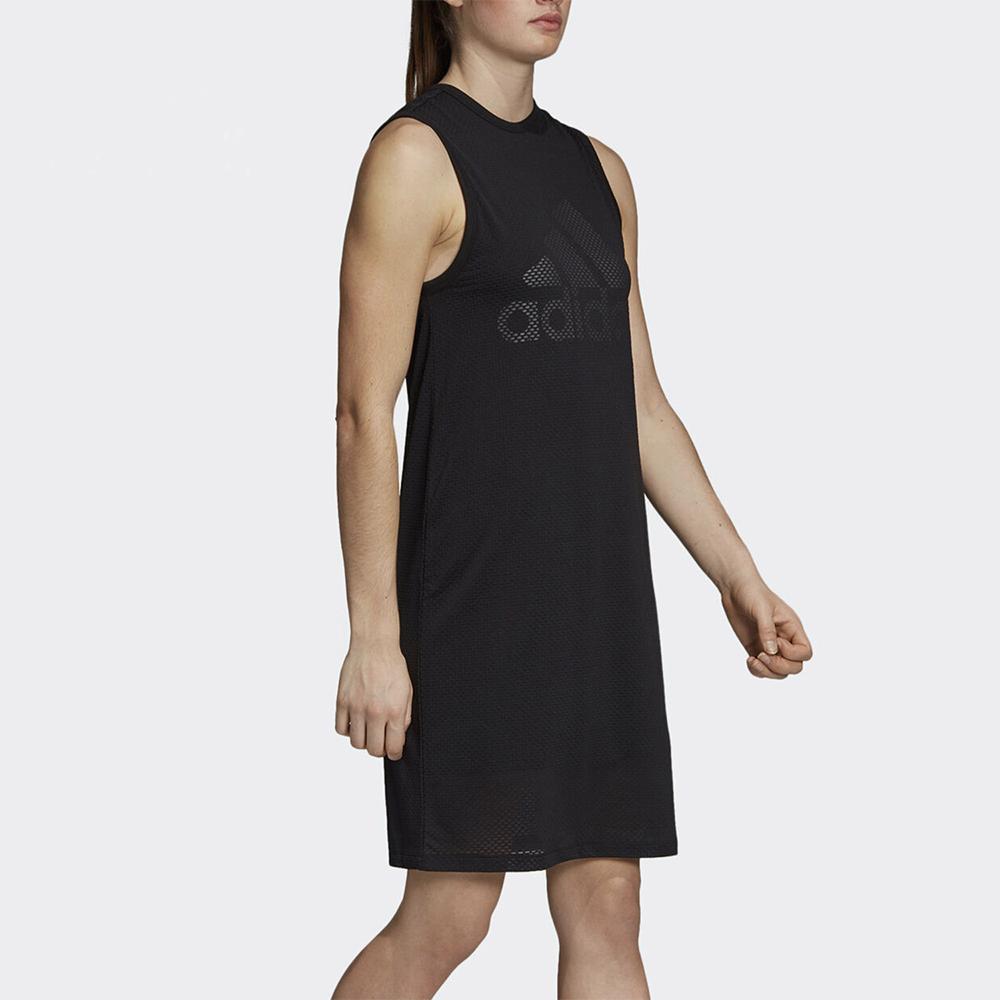 Adidas Узор логотипа спортивное повседневное дышащее платье без рукавов женские платья черного цвета DT7160