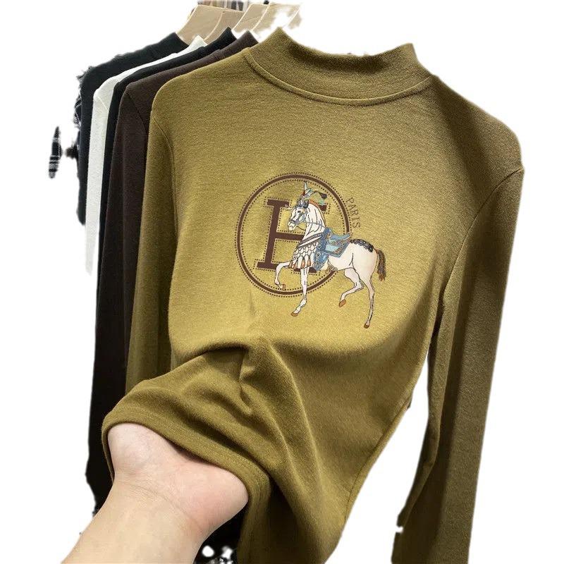 Женская двухсторонняя рубашка с высоким воротником и длинным рукавом с начесом для осени/зимы