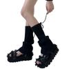Lace Up Knitted Foot Cover Y2K Women Leg Warmers Pile Socks Bowknot Leg Cover  Student