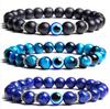 Evil Eye Bracelet Natural Stone Blue Devil Eye Charm Bracelet Beads Agate Stone Bracelet