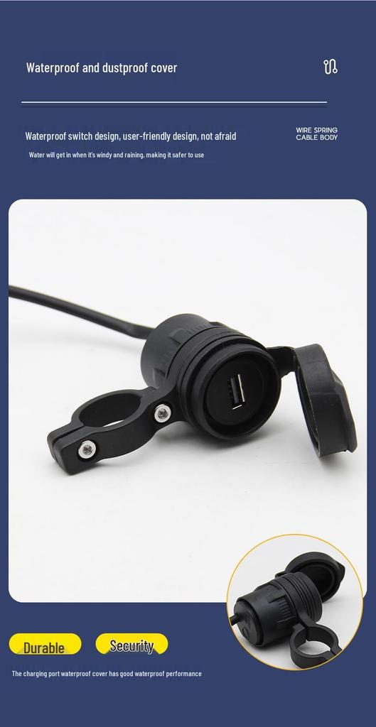 Universal Motorcycle/Scooter USB Charger Handlebar Mount 1.5A, 9.5-30V