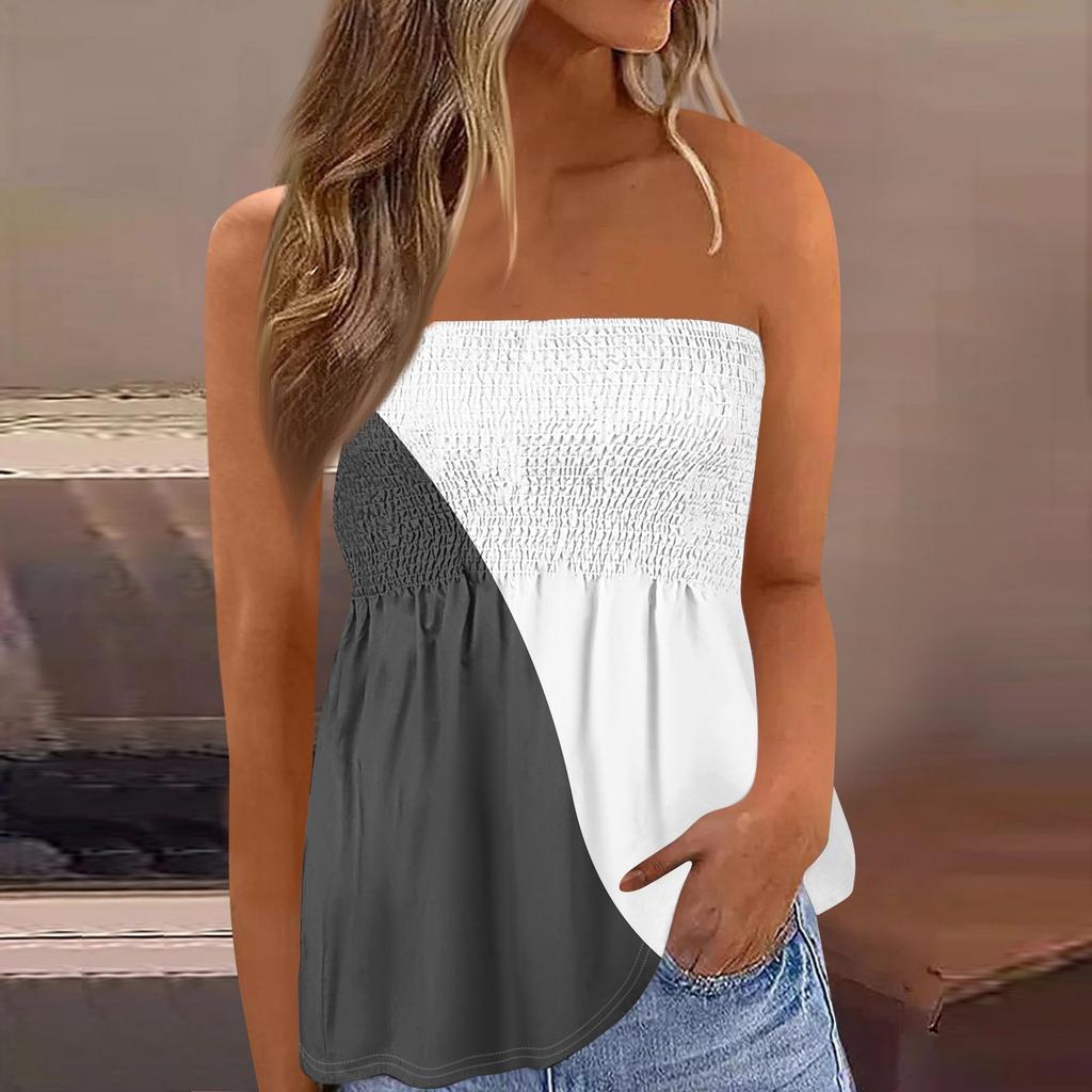 Tube Tops For Women,Cute Sexy Off Shoulder Print Sleeveless T-Shirt