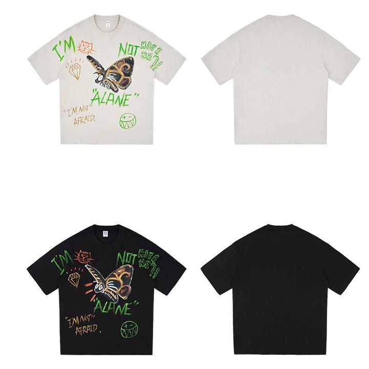 Уличная одежда Футболка оверсайз с графикой бабочки Хлопковая футболка Унисекс Топы Футболки Летняя футболка с короткими рукавами