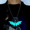 Светящийся кулон в виде летучей мыши Ожерелье Цинковый сплав Хип-хоп Цепочки на шею Уникальное ожерелье на Хэллоуин Вечеринка