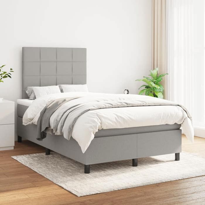 Maison Exclusive - Sommier à lattes de lit et matelas gris clair 120x190 cm tissu