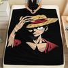 Фланелевое одеяло с принтом персонажей One Piece, Высококачественное, Удобное для всех сезонов, Декор для дома, Тепло и уют, Идеально для рождественских подарков