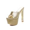 Sexy Slippers Women Summer Shoes Outdoor High Heels Platform Mules Ladies Luxury Designer Patent Golded Silver Sandals Lades