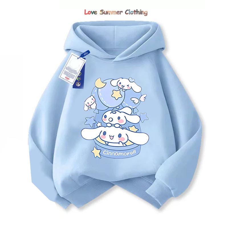 Худи для девочки Милый Свитшот Cinnamoroll Худи Детская Мультяшная Одежда с Собакой Толстовка для Мальчика Худи Повседневный Топ для Малыша