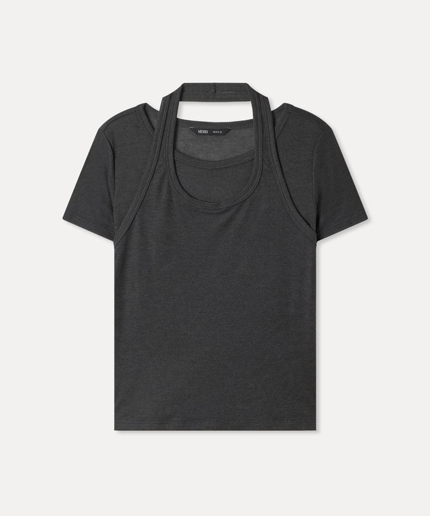 MIXXO Halter Neck See-Through Short Sleeve T-Shirt Re Lwg31Qa_Miwhwg54Qa
