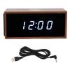 Digital Alarm Clock Wireless Charger Function MDF PVC LED Display Brown Independent Function Keys