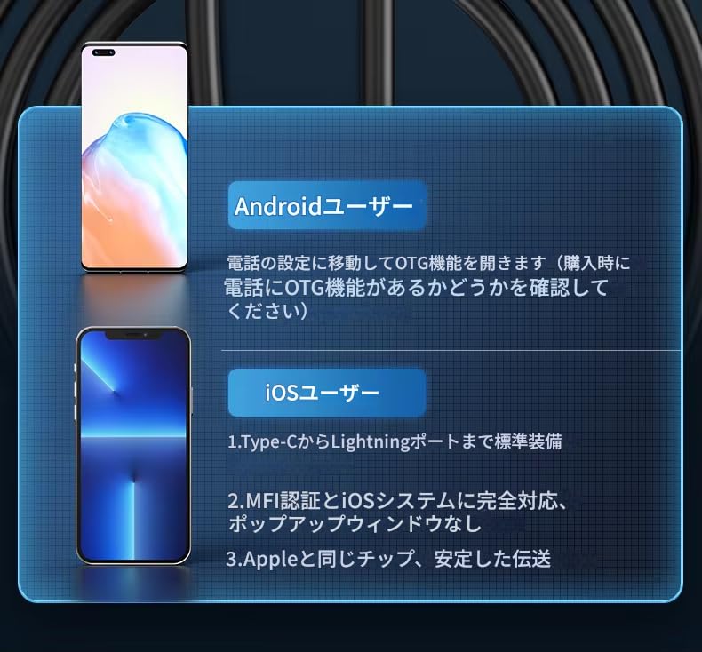 Zmart 3m 2MP Dual Lens Endoscope Camera, 3 In 1, Micro USB Type-C for Android, IOS, and iPhone, Inspection Camera, Car, Pipeline Borescope