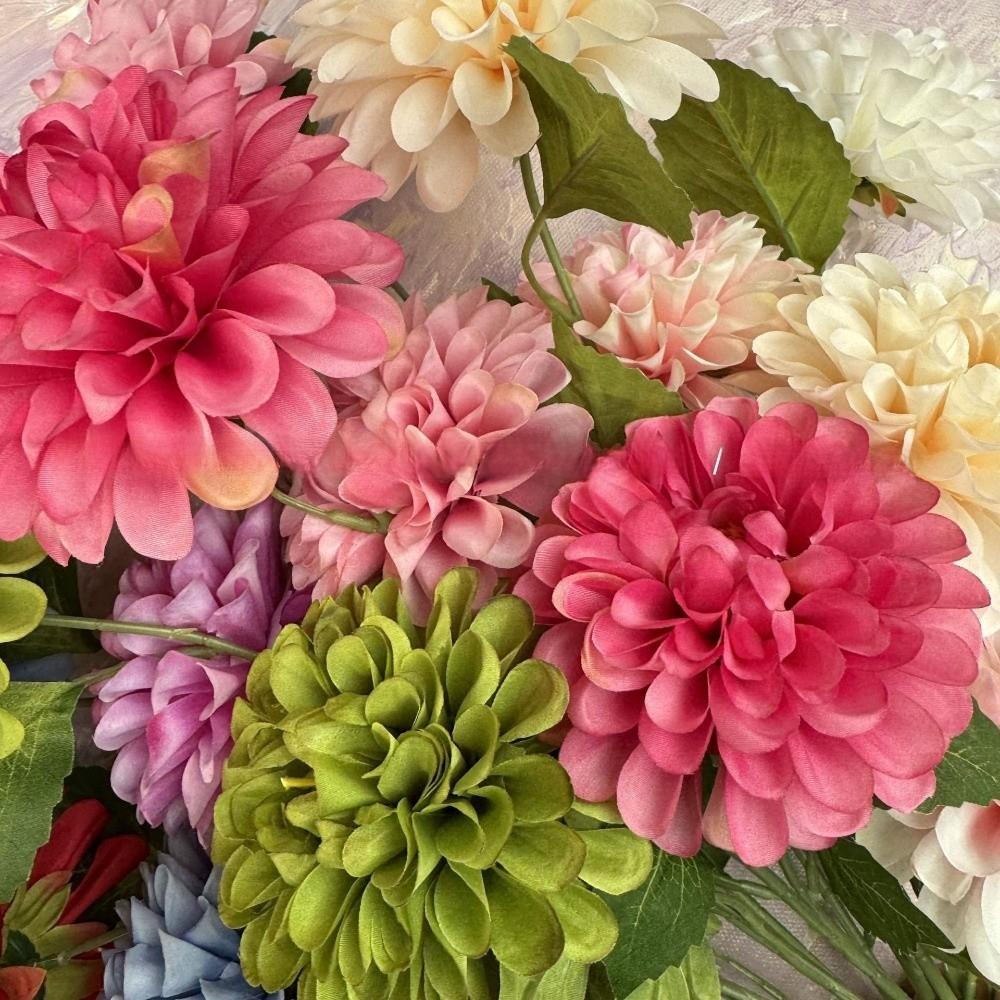 New Silk Artificial Dahlia Flowers Decorative Bouquet Chrysanthemum Fake Flower Floral Artificial Faux Plants Wedding