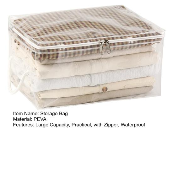 Quilt Storage Bag with Double Zippers Large Capacity Transparent Design Waterproof Easy To Clean Reusable Moisture-proof Storage Bag