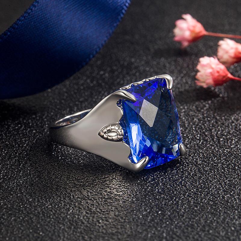 2026 Деловое Синее Хрустальное Мужское Кольцо Европейское и Американское Кольцо с Бриллиантом и Сапфиром Ювелирные Изделия