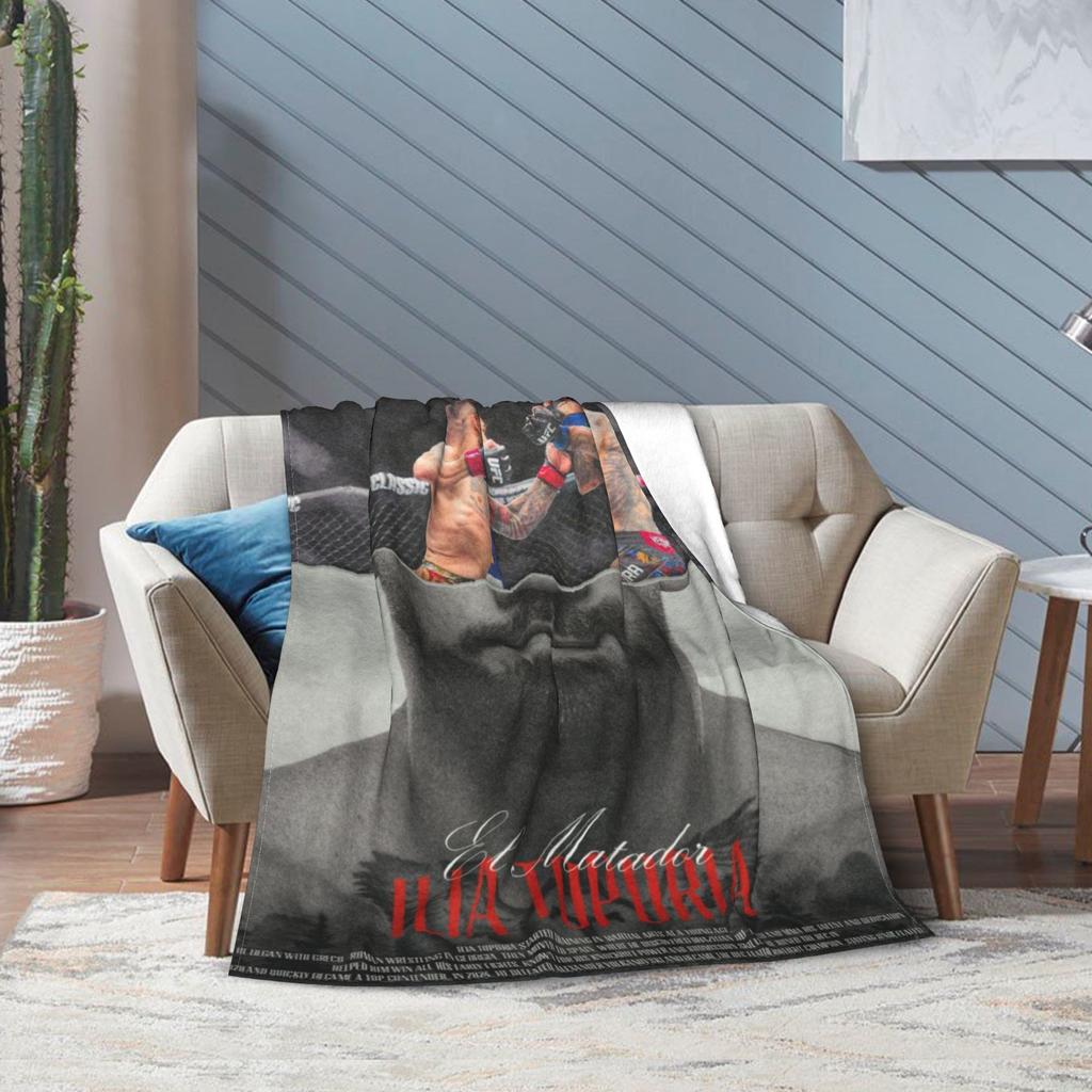 Ilia Topuria Wrestling Wrestler Blanket Multiple Sizes Warm Cozy Fluffy  Throw Blankets for Couch Sofa and Bed