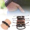2 Sets Braided Bracelet Multilayer Leather Knit Fashionable Bangles Unisex Wrist Jewelry