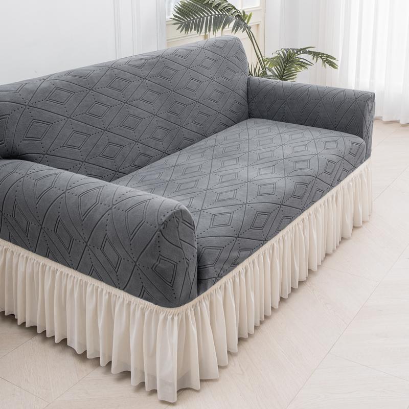 Чехол на диван 1/2/3/4-местный с юбкой, жаккардовый эластичный чехол на диван «все включено» для гостиной
