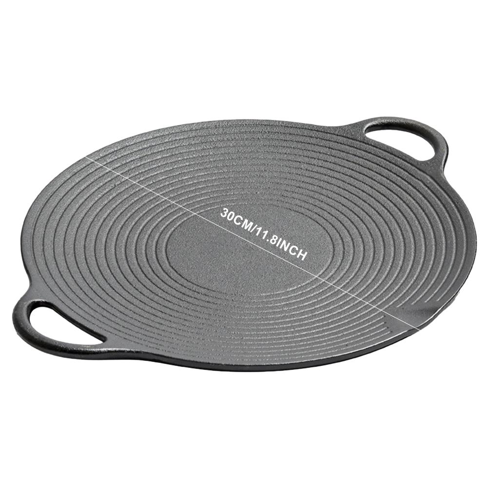 11.8/13.8/14.6 Inch Grill Pan with Handles BBQ Griddle Non Stick Cast Iron Round Griddle for Indoor Or Outdoor Grilling