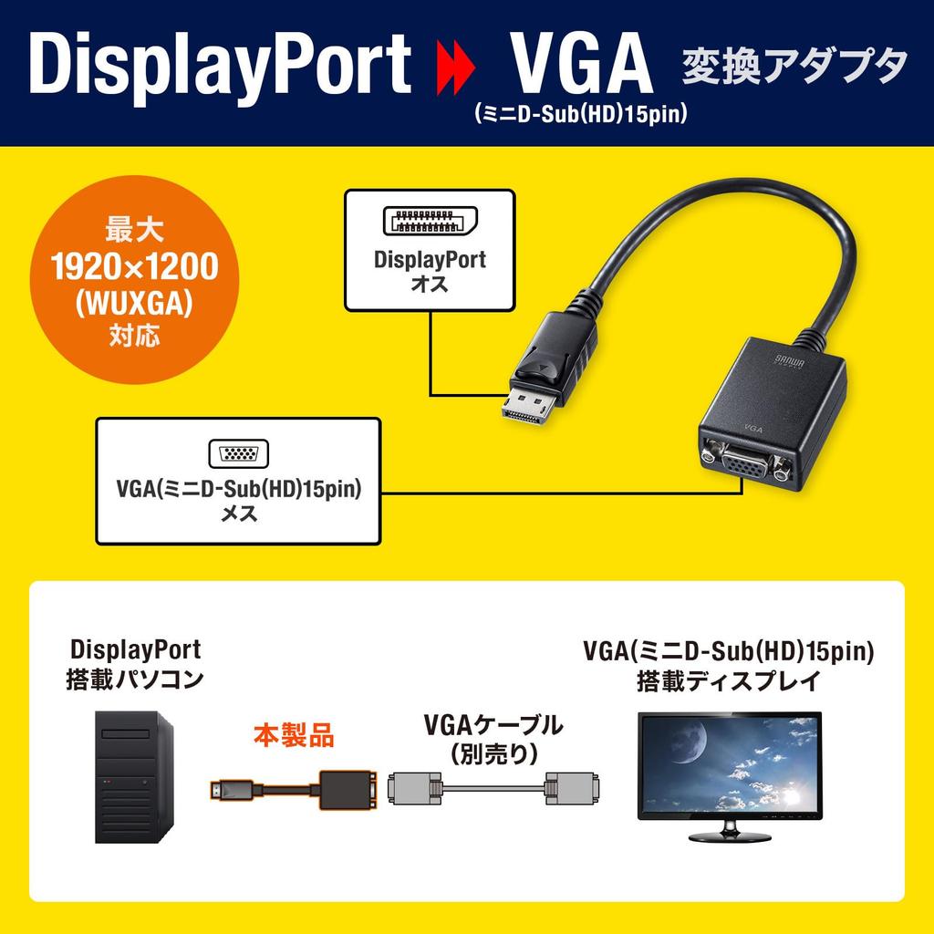 SANWA SUPPLY DisplayPort-VGA Conversion Adapter AD-DPV06