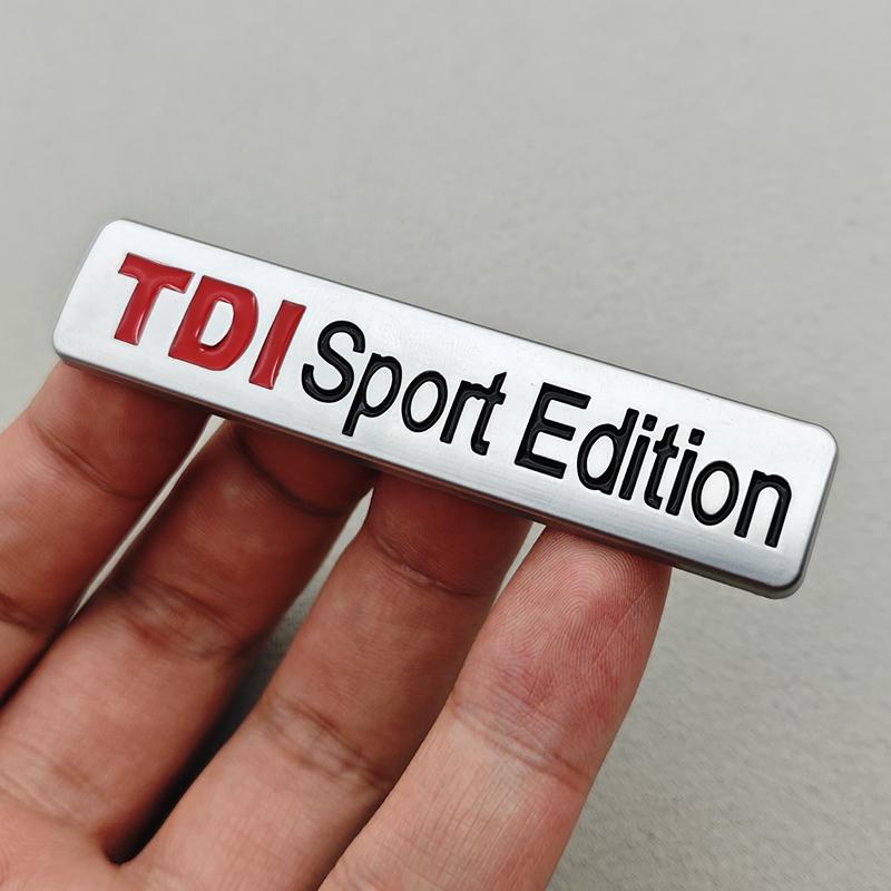 YKPSC1 3D Metal Red TDI Sport Edition Logo Turbo Car Letter Sticker Emblem Chrome Badge Decals For VW Polo Golf TT JETTA GTI Touareg