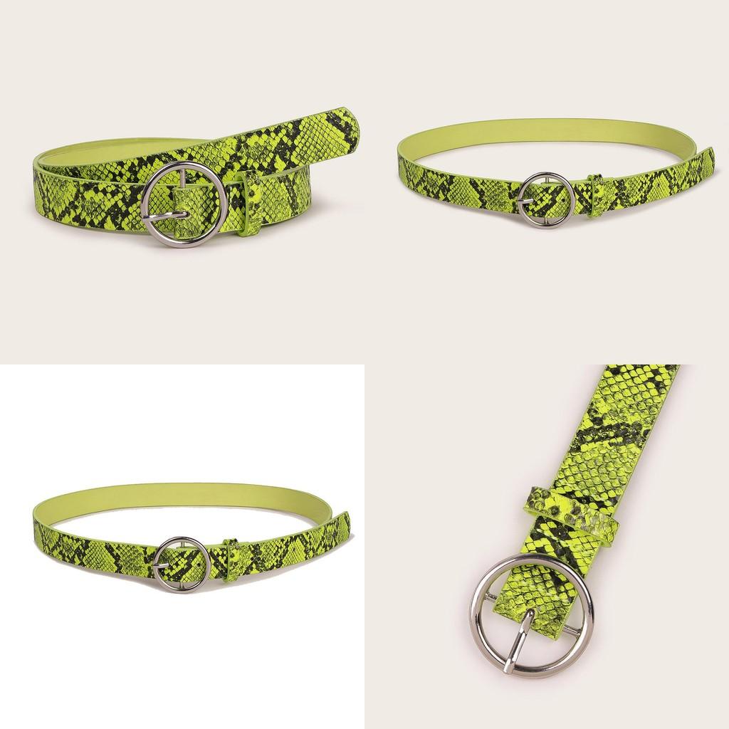 Ремень из искусственной кожи с зеленым змеиным узором и пряжкой-иглой для повседневной носки
