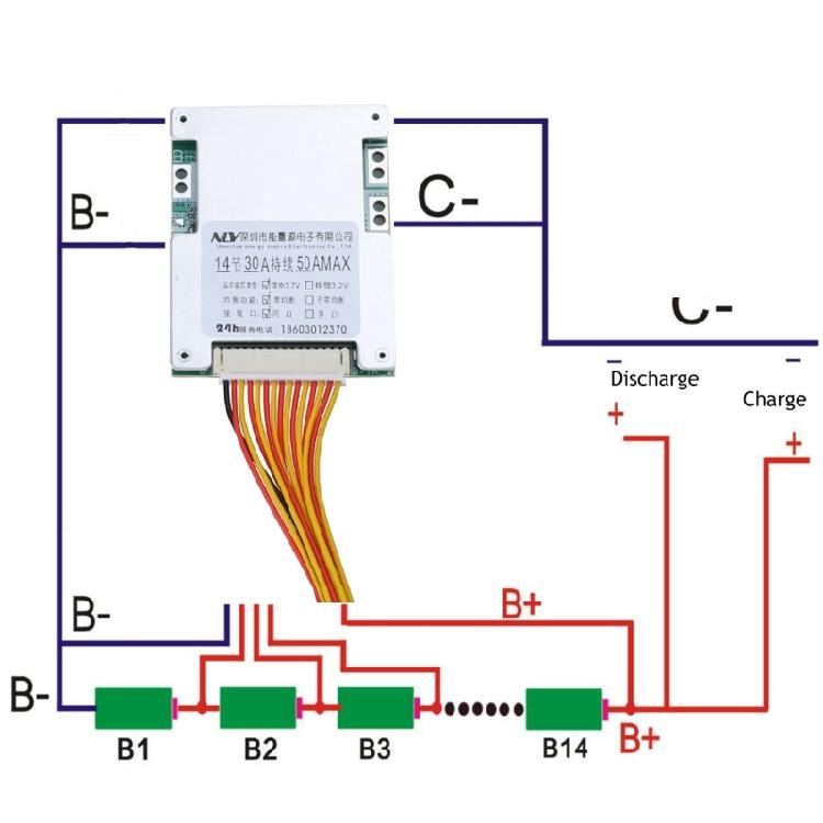 Аккумулятор для платы защиты с балансировкой 14S 48V 30A BMS- плата PCB для дома